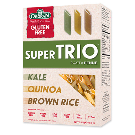 Orgran Pasta - Super Trio Penne – Brown Rice, Quinoa & Kale